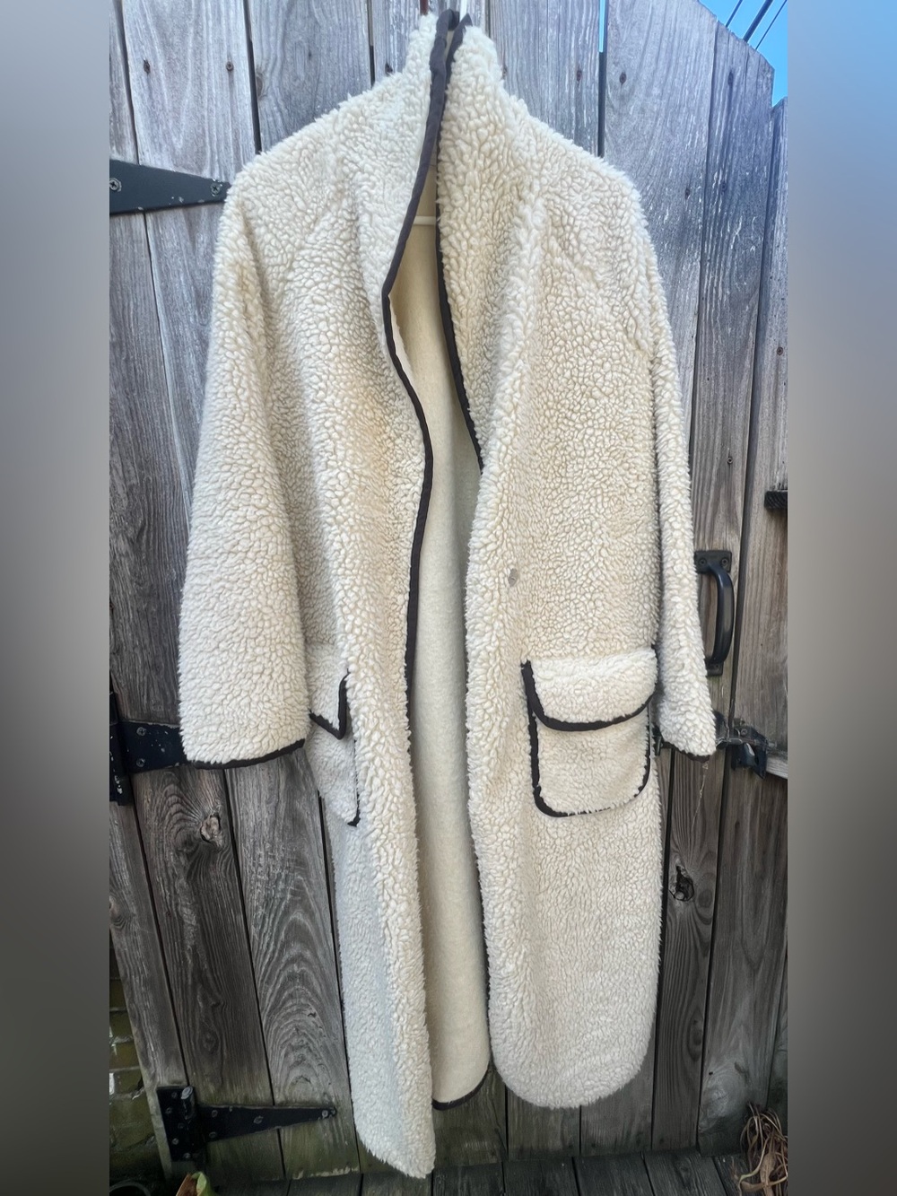Free People Irresistable Teddy Faux Sherpa Fleece Cardi Maxi Duster Coat Jacket - Picture 14 of 16